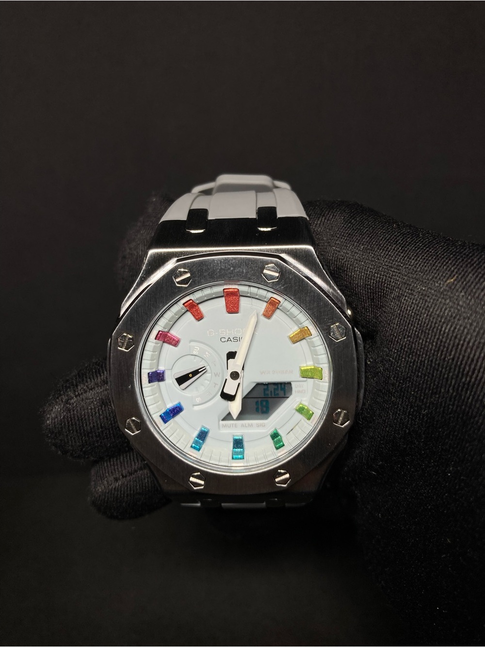 Custom G Shock Grey and Rainbow GMA 2100 Model